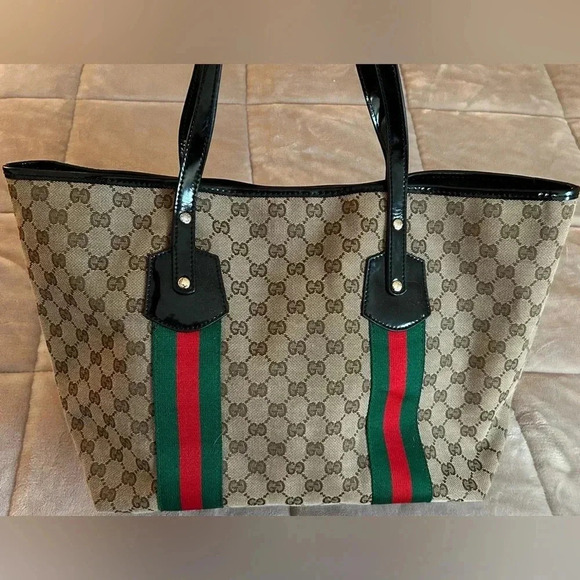 GUCCI Jolie Web Sherry Line Tote Bag GG Canvas Enamel Charms 211975 AUTH… - Picture 4 of 16